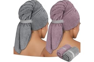 ytorgr Paquete de 2 Toallas de Microfibra para Cabello Largo, Turbante Grande Toalla de Secado rápido súper Absorbente Medida 60x100 cm