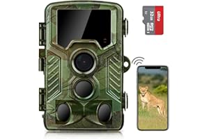 COOLIFE WiFi Bluetooth Cámaras de Caza 4K 32 MP Distancia de Disparo de hasta 25m Fototrampeo 49pcs 850nm IR Leds Cámara de Caza Nocturna con 32G Micro SD