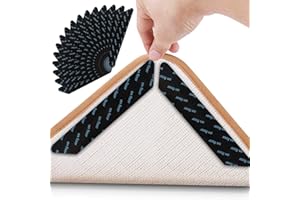 FAVSON Teppichgreifer Antirutschmatte, Antirutschmatte für Teppich, 16 Stück Antirutschmatte für Teppich, Rug Grippers Rutschfester, Washable Wiederverwendbar Teppich Aufkleber Starke Klebrigkeit，Schwarz