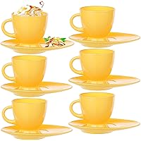 PLATINUX Kaffeetassen Teetassen mit Griff und länglicher Untertasse Set 6 Teilig Cappuccino Gläser Kaffeebecher…