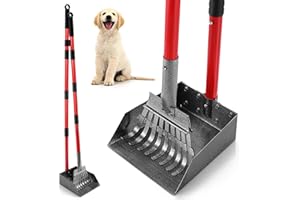 Ormalla Hundekotschaufel, Hundekotsammler Aus Edelstahl Für Große, Mittelgroße Und Kleine Hunde, Abnehmbares Metallrechen Und Tablett Für Garten, Gras, Erde Oder Kies - Rot