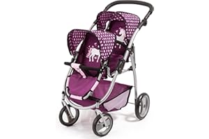 Bayer Design- Carrito Doble para muñecas, Rosa, Ciruela, Color Pink, Purple (26537AA) niños