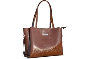 Carrylux Large Capacity Croco Pattern Tote Bags For Womens Big Purses And Handbags Ladies Big Shoulder Bag From ( Brown )