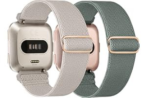 Adepoy 2 Packs Elastic Compatible with Fitbit Versa 2 Straps, Braided Nylon Sports Replacement Band for Fitbit Versa 2/Versa/Versa Lite Straps, Women Men