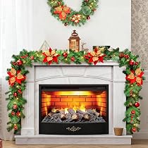 GlobaLink Ghirlanda natalizia da 40 cm, con 40 LED Adornos Navideños Regalos Corona de Navidad de 40cm, 40LED, Christmas Door Wreath Navidad Corona para Chimeneas, Ventanas, Puertas, Paredes-Piña