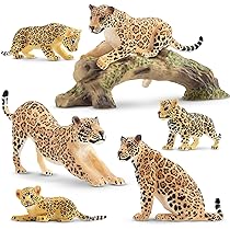 Lot De 8 Figurines Animaux Sauvages TOYMANY - Lions, Tigres, Jaguars Réalistes - En Plastique PVC - Pour Enfants Et Collection