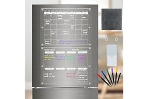 Deefongo 2 Stück Wochenplaner Abwischbar,Acrylic Magnettafel Kühlschrank, Monatsplaner Abwischbar, Wochenplaner Magnetisch Kühlschrank,Acrylic Transparent Planungstafeln (40x30cm)