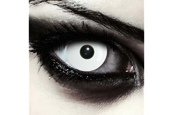 DESIGNLENSES, Dos lentillas diarias color blanco totalmente para Halloween zombie disfraz, 1 par/2 pzs, sin graduación (Whiteout, 14.00, 0.00)