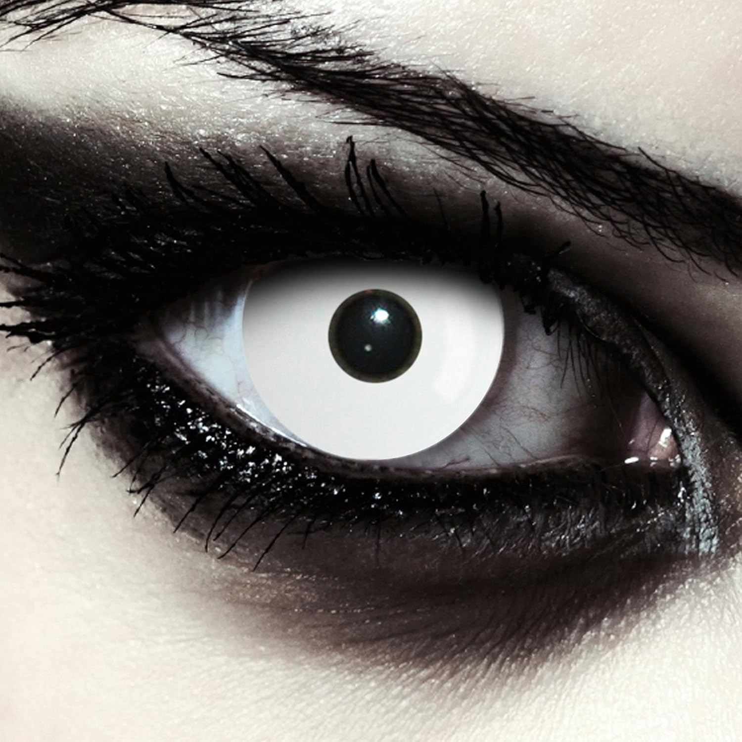 DESIGNLENSES, Lenti a contatto giornaliere colorate per costume di Halloween da zombie, senza gradazione, 1 paio (2 pezzi), lentes colore completamente (Whiteout, 14.00, 0.00, Diottria)