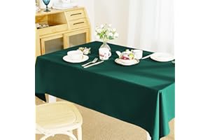 RYB HOME Nappe Rectangulaire Anti Tache - Nappe Noel Vert Foncé 140x240 cm, Couverture de Table Tissu Imperméable Décoration pour Extérieur/Intérieur Usage Cuisine/Salle à Manger