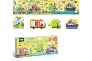 BOPPI Mideer My Large Floor Puzzle Jigsaw 100cm Long with Inner First Puzzle with 28 Large Extra Thick Pieces for Kids Illustrated 3 + Years – Traffic