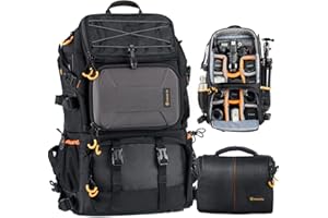 TARION Pro PB-01 Zaino Fotografico Grande e Borsa a Tracolla per Fotocamera per Obiettivi Treppiede Laptop 15.6" Zaino Fotocamera Reflex Grande Capacità Viaggio Trekking Camping