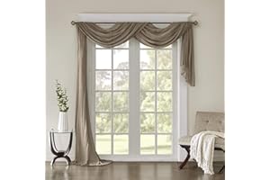 Madison Park Harper Rideau de fenêtre moderne contemporain en tissu massif Taupe 106,7 x 548,6 cm