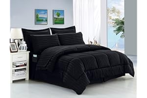 Elegant Comfort Bed-in-a-Bag 8-Piece Comforter Set, Cotton, Black, Queen