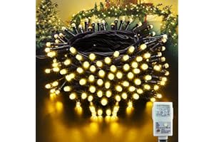 Moxled Christmas Tree Lights Warm White - 10M 100 LED Outdoor Christmas Lights Waterproof, Timer, 8 Modes Expandable Fairy String Lights Mains Powered for Outdoor Indoor Xmas Tree Decorations