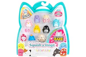 Squish-a-longs 8-Pack - Series 3 - (8) 1" Mini-Squish with 2 Accessories, Ring, Collectors Guide - Collect, Trade, Play