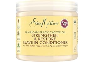 SHEA MOISTURE SheaMoisture Jamaican Black Castor Oil Leave-In Conditioner – Sulphate-Free with Shea Butter & Peppermint – Restores Moisture, Softens & Detangles – For Damaged, Colour-Treated & Curly Hair 431 ml