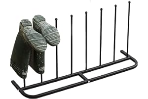 Direct Online Houseware Wellington Boot Rack Durable Steel Outdoor Welly Storage Stand for 4 Pairs - Shoe Organiser Large Black Powder Coated Finish