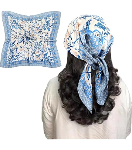 Foulard Carré En Polyester Soie - 70x70 Cm - Vert - Accessoire Polyvalent Pour Femme (Bandana, Écharpe, Serre-tête)