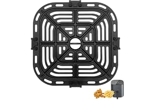 GXF Air Fryer Grill Pan per COSORI Square Air Fryer Pro LE 5 Qt, antiaderente 8.26 '' * 8.26'' Air Fryer Rack Parti di Ricambio Accessori Piatto Grill Piatto Crisper Vassoio con Paraurti in Gomma,
