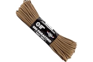 Atwood Rope MFG 550 Paracord 100 Feet 7-Strand Core Nylon Parachute Cord Outside Survival Gear Made in USA | Lanyards, Bracelets, Handle Wraps, Keychain (Coyote)