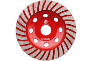 FOCSTOL Meule Diamantée - 125mm x 22,23mm Turbo Rangée Disque Diamant pour Béton Granit Marbre Maçonnerie Pierre Artificielle pour Meuleuse d'angle