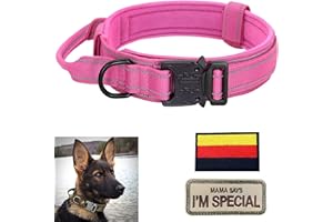 EEYFAROG Hundehalsband Verstellbar mit Kontrollgriff, Taktisch Halsband Nylon, Hunde Halsband Gepolstert, Metallschnalle, für Mittlere Große Hunde Jagd Training Outdoor, K9 Rosa L Breit