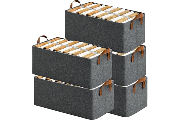 RENVA 4PCS Collapsible Fabric Storage Cubes Organizer with Handles Foldable Storage Baskets for Organizing Toys, Books, Shelves, Closet, Large Storage Box with Handles (4 PCS, Big Storage Box)