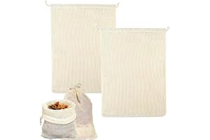 TEUENA Malla para Cocer Garbanzos, 2 Mallas De Cocción de 2Kg, Bolsa de Cocina 20x30cm, Reutilizables, Algodón, para Cualquier Tipo de Olla a Presión, Cocinar Legumbres, Verduras, Cocido