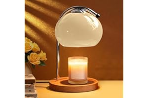 Topyond Aroma Wax Melting Lamp Retro Wood Storage Tray Glass Candle Warmer Desk Lamp Bedroom Bedside Ambient Table Lamp Home Decor Valentine's Day gift(Beige)