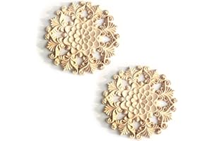 Hezhou 4 adornos decorativos de madera de roble para muebles (redondos)