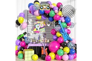 GOVPY 80er 90er Jahre Party Deko, Retro Disco Mottoparty Ballon Girlande Set mit Bunt Luftballons mit Disco Kugel Boombox Bassgitarre Mikrofon Folienballons für 80er 90er Hip Hop Geburtstag Dekoration