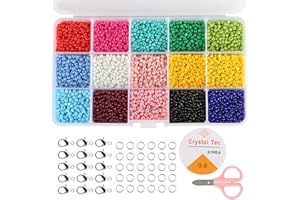 ‎NALER Naler 7500 Stück Rocailles Glasperlen Rund 15 Farben Perlen zum Basteln, 3 mm