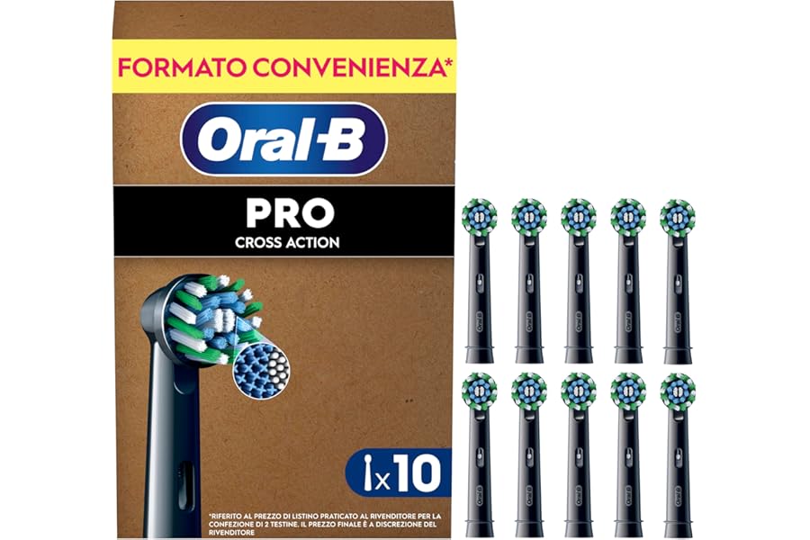 Oral-B Pro Cross Action Black Replacement Heads for PRO Electric Toothbrush, Pack of 10 Oral B Replacement Black Heads with Use Indicator