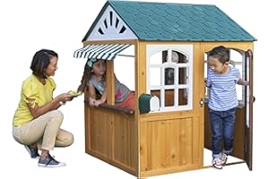 KidKraft Garden View Cabane Enfant Extérieur en Bois avec Sonnette, Boîte aux Lettres et Tableau Noir, Jeux d'extérieur pour Enfants, 00403