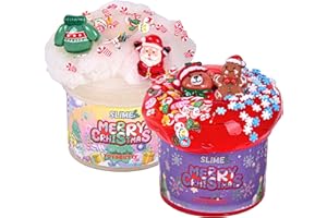 Toysbutty Weihnachts Schleim 2 Pack Duftender Cloud Slime für Kinder,Weihnachtsmann-Anhänger, Weicher Dehnbarer Adventskalender 2024, Partygeschenke für Mädchen Jungen,Urlaub Klassenzimmer Geschenke