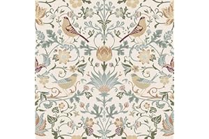 Yullpaper Papier Peint Fleuri Vintage Film Adhesif Pour Meuble Papier Peint Adhesif Mural Chambre Salon Rouleau Vinyle Adhésif Decoratif Pour Meuble Armoires Papiers Peints Floral Beige 44,5cm x 260cm
