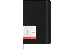 Moleskine Daily Planner 2025-2026, Agenda Giornaliera 18 Mesi con Copertina Rigida e Chiusura Elastica, Formato Large 13 x 21 cm, Colore Nero