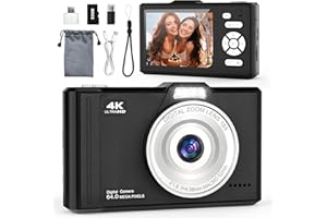 QIVORO Digital Camera 4K 64MP Compact Portable Photo Camera,18X Digital Zoom Autofocus | Anti-Shake,2.8" IPS Screen with 32GB SD Card & OTG Adapter,Vlogging Camera for Kids Teens Beginners Students