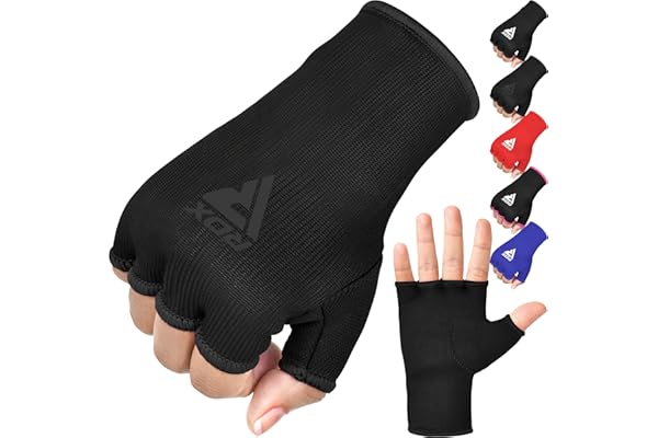 RDX Bandes Boxe sous Gants, Élastiqué Protege Main Sparring Arts Martiaux Protecteur de Poing, Boxing Inner Gloves Hand Wraps, Gants de Frappe Boxeur Adulte Femme Homme