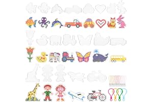 MINISOISO 20 Piezas Beads Plantilla, 5mm Juego de Placas de Cuentas para Planchar con 20 Patrones Papel Tarjeta, 4 Pinzas, 5 Llavero, 12 Acollador, DIY Manualidades para Niños