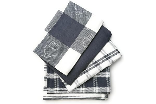 LivinEase kökshanddukar - Kökshanddukar i bomull för kök - Paket med 5 kökshanddukar - Superabsorberande kökshanddukar - 70 x 50 cm Grå kökshanddukar