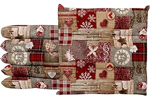 Il Gruppone Passione Casa Set 4/6 Cuscini Sedia Con Lacci 4 Punti Cucina Imbottiti Spessore 6 Cm Comodi Prodotto Italiano 40 x 40 in CotoneLavorati a Mano - Shabby Rosso - 6 Pezzi