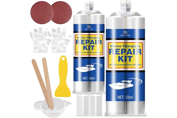 Marin glasfiber reparationssats – 100 ml klar gelbeläggning och gelcoat kit för båtar, reparation av glasfiber epoxy-fyllning, snabb reparation för repor, sprickor, hål, fiberglaslapp för akryl