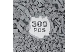 TTEHGB TOY 300 Stück Klassische Bausteine, Hellgraue Bulk Steine, Kompatibel mit Alle Großen Marken, Kreatives Baustein Spielzeug für Jungen und Mädchen, Alter 3 4 5 6 7 8 9 10 Jahre alt (Hellgrau)