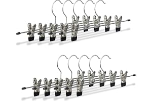 Relaxdays byxhängare i metall, 10-pack kjolhängare, silver