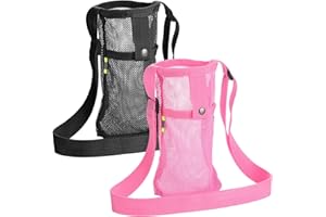 Lusofie Custodia per Bottiglia d'Acqua 2 Pezzi Borsa per Trasporto della Copertura Portaborraccia con Cinghie Regolabili Portaborraccia Spiaggia per Escursionismo Campeggio Sport (Rosa, Nero)