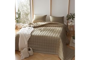 CLARA HOME MILANO CLARA HOME Copriletto Matrimoniale 2 Piazze Trapuntato Color Tortora, Coperta in Pregiato Raso Satin, Elegante e Semplice, Ideale Autunno Primavera, Made in Italy