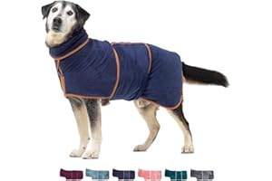 Lucky Paws® UK Manteau de séchage pour chien - Peignoir en microfibre pour chien - Super absorbant - Peignoir de bain pour animal domestique / chiot - Col réglable - Capuche et sangle ventrale - Super
