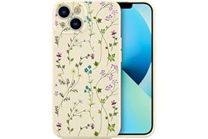 RALEAVO Kwiatowe etui na iPhone'a 13, etui z płynnego silikonu ze wzorem gałęzi kwiatowej, urocze etui na telefon dla dziewcząt i kobiet, smukłe, miękkie, gumowe etui ochronne na telefon iPhone 13